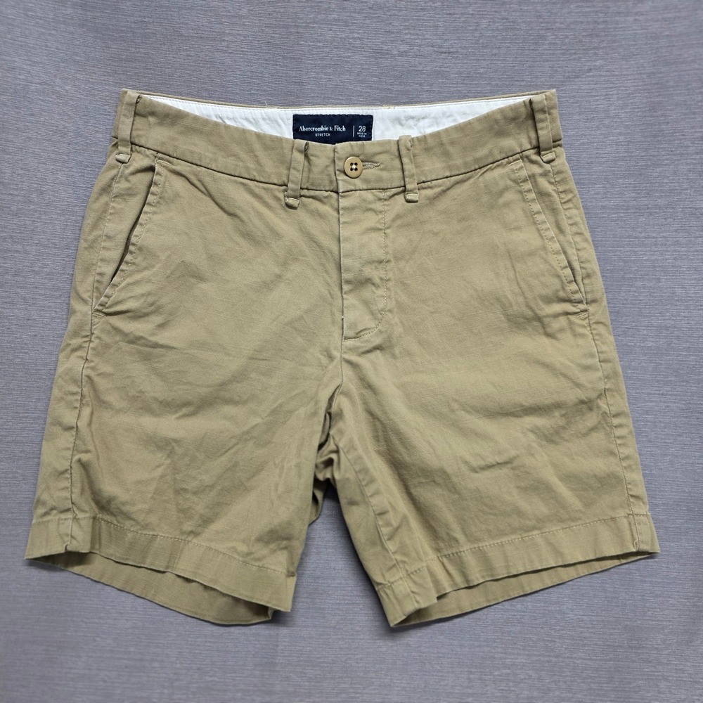 Abercrombie & Fitch Mens Stretch Chino Shorts Khaki Tan 28 Flat Front Classic